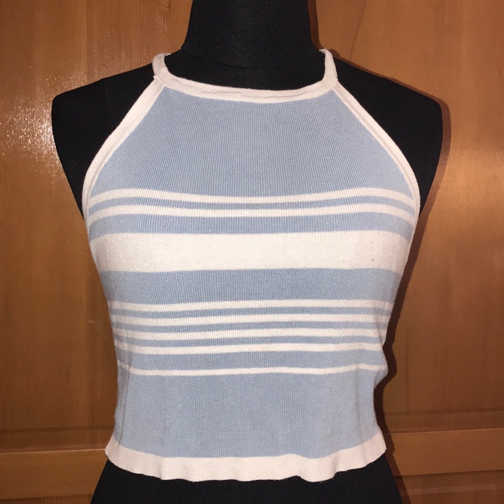 Blue and White striped halter top